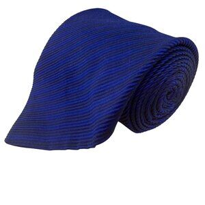 Robert Talbott Mens Blue Hand-Sewn Silk Cotton Striped Tie Made In USA